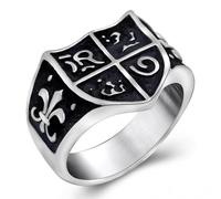 BOBIJOO Jewelry - Chevalière Bague Esprit Jeanne d'arc Royalisme Fleur Lys Templier Symbole Ancien - 68 (12 US)