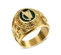 BOBIJOO Jewelry - Chevalière Bague Irlande Harpe Trèfle Broche Tara Irish God Country Acier Or - 68 (12 US)