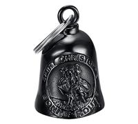 BOBIJOO Jewelry - Clochette Moto Porte-Bonheur Saint-Christophe Bonne Route Acier Inoxydable Noire Titane