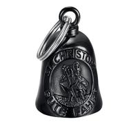 BOBIJOO Jewelry - Clochette Moto Porte-Bonheur St. Christoph Gute Fahrt Acier Inoxydable Noir Titane