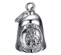 BOBIJOO Jewelry - Clochette Porte-Bonheur Moto Protection Biker Triker Saint-Christophe Argenté Acier Inoxydable 316L