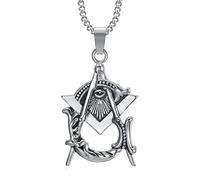 BOBIJOO Jewelry - Collier Pendentif Franc-maçon Homme Oeil de la Providence Acier Inoxydable Argent Chaîne 55cm