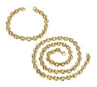 BOBIJOO Jewelry - Ensemble Chaîne + Bracelet Grain de Café Acier Or - Doré 7mm