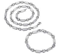 BOBIJOO Jewelry - Ensemble Grain de café Collier Bracelet Baptiste Acier Inoxydable Argenté - Argenté 7mm