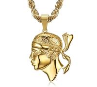 BOBIJOO Jewelry - Grand Pendentif Corse Tête de Maure Corsica Acier Or