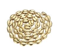 BOBIJOO Jewelry - Gros Collier Chaîne Grain de Café Homme XXL 13x17mm 70cm 125gr Acier Inoxydable Or Doré Plaqué