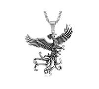 BOBIJOO Jewelry - Imposant Pendentif Homme Phoenix Oiseau de Feu Dragon Acier Inoxydable + Chaîne