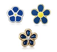 BOBIJOO Jewelry - Lot 3 pins myosotis Franc-Maçon 8, 10 et 12mm