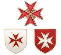 BOBIJOO JEWELRY - Lot de 3 pin's épinglettes Croix de Malte Templier
