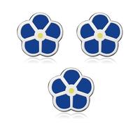 BOBIJOO JEWELRY - Lot de 3 Pins Fleur Bleue Jaune Myosotis Boutonnière Franc-Maçon Loge Pin's