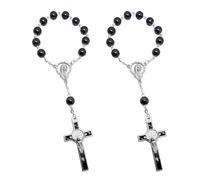 BOBIJOO Jewelry - Lot x 2 Petits Minis Chapelets Baptême Enfant Bébé Saint-Benoît Hématite Croix