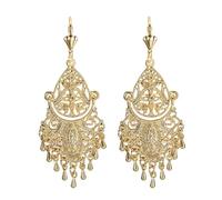 BOBIJOO Jewelry - Modèle Dolores Paire de Boucles d'oreilles Gitane Savoyardes Vierge pour femme Plaqué Doré Or