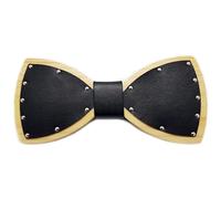 BOBIJOO Jewelry - Noeud Papillon Soirée Bois Cuir Noir Biker SM - N02