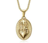 BOBIJOO Jewelry - Pendentif Coeur du Christ Collier Femme Acier Inoxydable Or