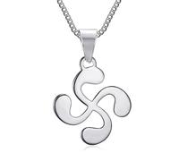 BOBIJOO Jewelry - Pendentif Collier Croix Basque Lauburu Homme Femme Acier Argenté et Chaîne