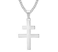 BOBIJOO Jewelry - Pendentif Collier Croix de Lorraine Patriarcale D'Anjou Résistance Française Acier 316L Argentée