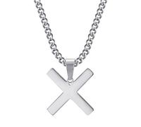 BOBIJOO Jewelry - Pendentif Collier Croix de Saint André en X Décussée Sautoir Argenté Acier INOX 316L Chaîne