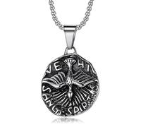 BOBIJOO Jewelry - Pendentif Collier Médaille du Saint Esprit Colombe Veni Sancte Spiritus Acier + Chaîne