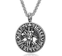 BOBIJOO Jewelry - Pendentif Collier Médaille Sceau des Templiers Chevaliers du Temple Acier Inoxydable