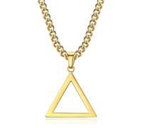 BOBIJOO Jewelry - Pendentif Collier Triangle Emblème Franc Maçonnerie Acier Or Doré Plaqué Chaîne