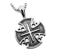 BOBIJOO Jewelry - Pendentif Croix Pattée Potancée Ordre Saint-Sépulcre de Jérusalem Acier + Chaîne