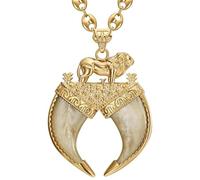 BOBIJOO Jewelry - Pendentif Double Griffe de Lion Rubis Chaîne Grain de café Acier Or