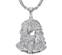 BOBIJOO Jewelry - Pendentif Homme Jésus-Christ XXL argenté avec chaîne 70 cm - Acier Inoxydable - 240 g - Bijou Religieux Massif Bobijoo