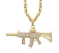 BOBIJOO Jewelry - Pendentif Kalachnikov AK47 Or Acier Inoxydable 59 mm
