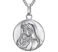 BOBIJOO Jewelry - Pendentif Médaille Collier Vierge à l'enfant Jésus 25mm Femme Acier Inoxydable Argent