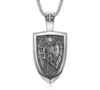 BOBIJOO Jewelry - Pendentif Médaillon Templier Ordre Saint Michel Michael Archange Protection Acier Chaîne Collier