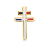 BOBIJOO Jewelry - Pin's Croix de Lorraine 20mm Bleu Blanc Rouge - Finition Émaillée et Dorée à l'Or Fin