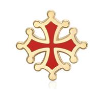 BOBIJOO Jewelry - Pin's croix occitane du Languedoc Or et émail rouge