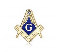BOBIJOO Jewelry - Pins franc maçon G Equerre Compas Bleu Or Faux diamant