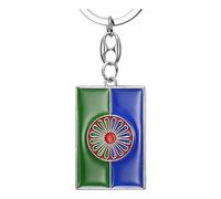 BOBIJOO Jewelry - Porte clé Drapeau Rom Gitan Voyageur Métal Argenté Emaillé Vert Bleu Rouge
