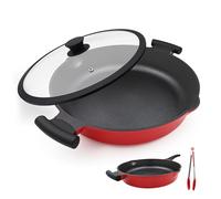 Bobikuke Poêle 32cm avec Couvercle, 2-en-1 Poêle à Frire AntiadhéSive, Aluminium Casseroles tous les types de plaques de cuisson