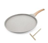 Bobikuke Poêle à Crêpes 30 cm Antiadhésive pour Induction, Blanc | Crêpière antiadhésive en aluminium avec distributeur de pâte, compatible induction pour une cuisson uniforme.