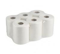 Bobine à Déroulage Central Blanche 2 Plis - 6 Rouleaux | Essuie-Mains et Surfaces - Absorption Rapide - Pour Cuisine Pro, Atelier, Laboratoire, Horeca - Compatible Distributeur Standard