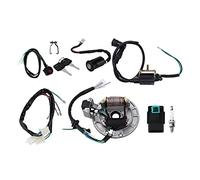 Bobine d'allumage CDI Faisceau de câbles de bougie d'allumage Magnéto Stator Kit, Magnéto Stator Électrique Faisceau de câblage Solénoïde Relais pour 50 cc - 140 cc Kick Start Dirt Pit Bike ATV