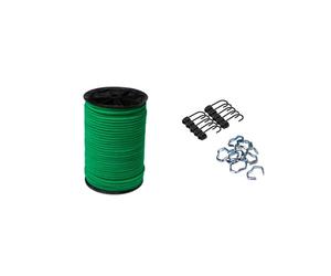 Bobine de 100M sandow vert Ø8/9mm + 1 sachets de 10 crochets et 10 agrafes Ø8/9mm COBALTIX