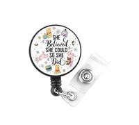 Bobine de badge avec inscription « She Believe She Could So She Did Bear and Tiger »
