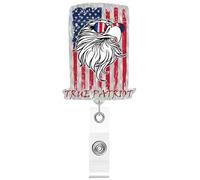 Bobine De Badge Du 4 Juillet, Clip Pour Étiquette De Nom En Acrylique Pailleté, Épingle De Support D'identité Rétractable, Accessoire De Revers De Veste De Costume, Porte-badge D'infirmière, Médecin,