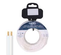 Bobine de câble parallèle blanc, 2 voies, 5 m, idéal pour les connexions téléphoniques et les projets électroniques.