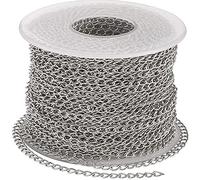 Bobine de chaînes torsadées en acier inoxydable 304 soudé pour la fabrication de bijoux - 4 x 3 x 0,6 mm - 25 m