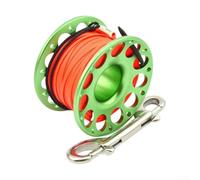 Bobine de doigt en alliage d'aluminium avec bouton-pression en acier inoxydable pour bouée SMB, ligne orange haute visibilité, noir (30 m, vert)