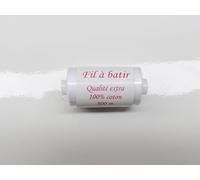 BOBINE DE FIL A BÂTIR JAUNE/ROSE/BLEU/BLANC au choix 100% COTON 300 MÈTRES (Blanc)