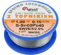 BOBINE DE FIL A SOUDER 1mm 100 g étain 60% plomb 40%