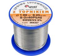 BOBINE DE FIL A SOUDER AVEC AME DECAPANTE 1mm 250 g étain 60% plomb 40%
