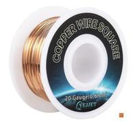 Bobine de fil de cuivre carré 20 AWG - 0,8 x 0,8 mm d'épaisseur - 15,2 m - Pour bijoux, perles et travaux manuels