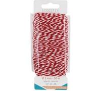 LOOLIPO - FICELLE BICOLORE EN COTON - ROUGE & BLANC - ø 1,1 mm - 50 m - Mercerie créative - Pelotes & fils - Loisir créatif - Activité manuelle - L799075