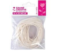 Bobine de mèche à bougie - GRAINE CREATIVE - 10 m - Sans paraffine - Prête à l'emploi - Pour bougies DIY